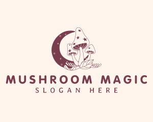 Whimsical Moon Mushroom logo design