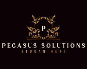 Pegasus Sword Crest logo design