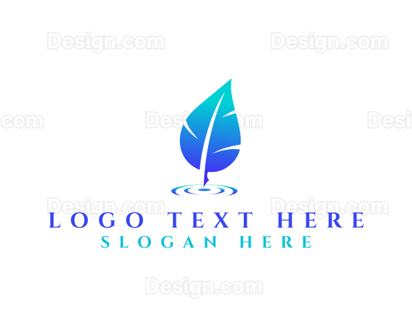 Water Feather Leaf Logo