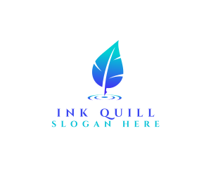 Water Feather Leaf logo design