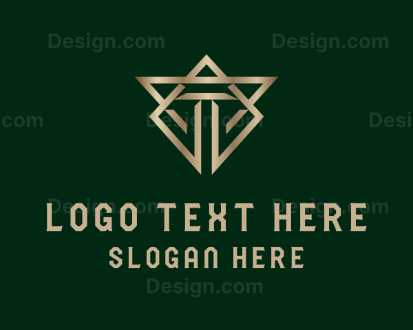 Gold Geometric Letter T Logo