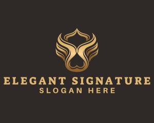 Golden Elegant Wing  logo design