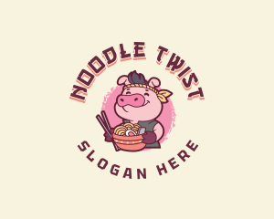 Pig Ramen Noodles logo design