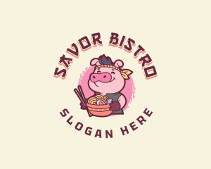 Pig Ramen Noodles logo design