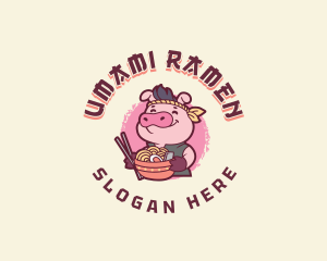 Pig Ramen Noodles logo design