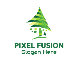 Digital Pixel Tree  logo design