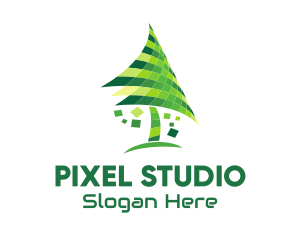 Digital Pixel Tree  logo design