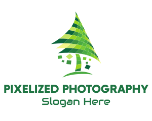 Digital Pixel Tree  logo design