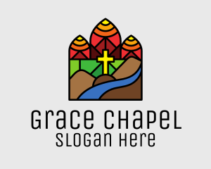 Stained Glass Chapel Cross logo design