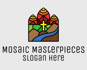 Stained Glass Chapel Cross logo design