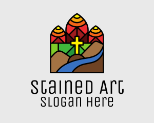 Stained Glass Chapel Cross logo design