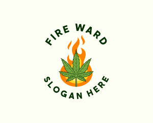 Fire Cannabis Badge logo design