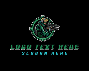 Shooter - Soldier Military Shooting logo design