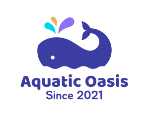 Cute Whale Aquarium logo design