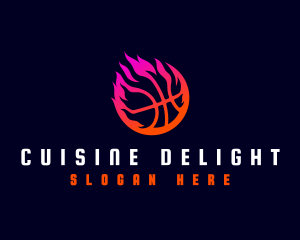 Flaming Basketball Tournament logo design