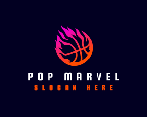 Flaming Basketball Tournament logo design