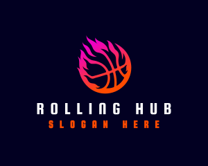 Flaming Basketball Tournament logo design