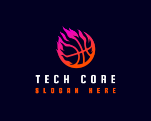 Flaming Basketball Tournament logo design