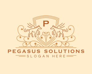 Pegasus Royalty Shield logo design