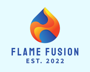 Gradient Flame Drop logo design