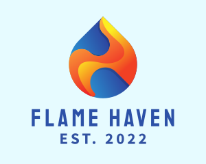 Gradient Flame Drop logo design