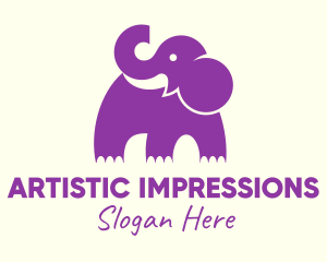 Cute Purple Elephant logo design