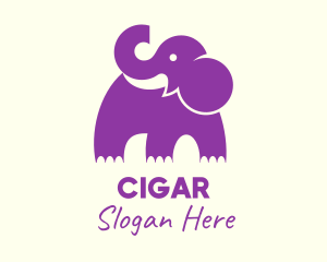 Cute Purple Elephant logo design