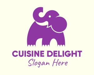 Cute Purple Elephant logo design