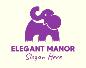 Cute Purple Elephant logo design