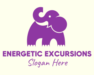 Cute Purple Elephant logo design