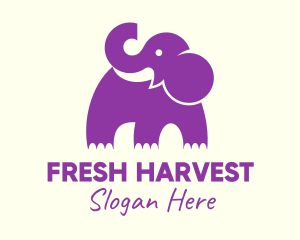 Cute Purple Elephant logo design