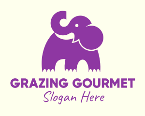 Cute Purple Elephant logo design