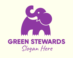 Cute Purple Elephant logo design