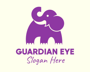 Cute Purple Elephant logo design