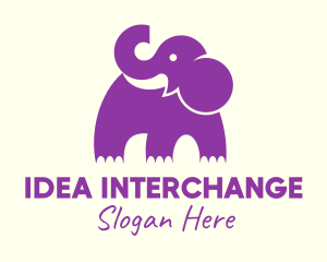 Cute Purple Elephant logo design