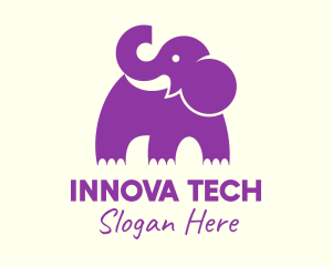 Cute Purple Elephant logo design