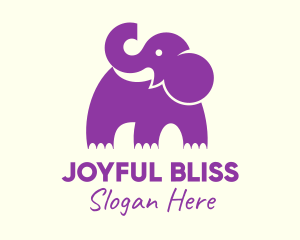 Cute Purple Elephant logo design