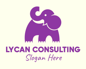 Cute Purple Elephant logo design