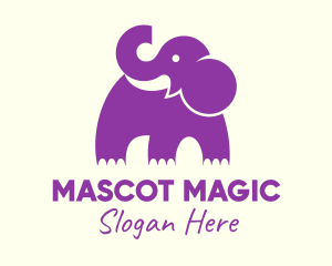 Cute Purple Elephant logo design