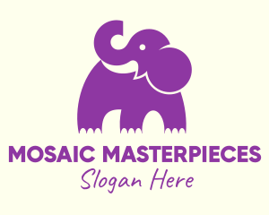 Cute Purple Elephant logo design