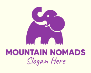 Cute Purple Elephant logo design