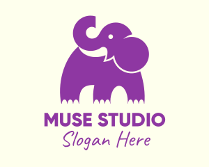 Cute Purple Elephant logo design