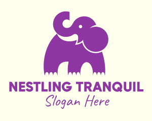 Cute Purple Elephant logo design