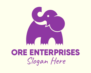 Cute Purple Elephant logo design