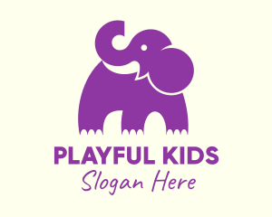 Cute Purple Elephant logo design