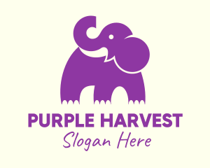 Cute Purple Elephant logo design