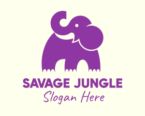 Cute Purple Elephant logo design