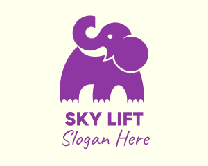 Cute Purple Elephant logo design