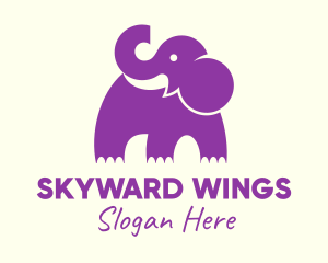 Cute Purple Elephant logo design