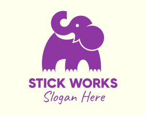 Cute Purple Elephant logo design